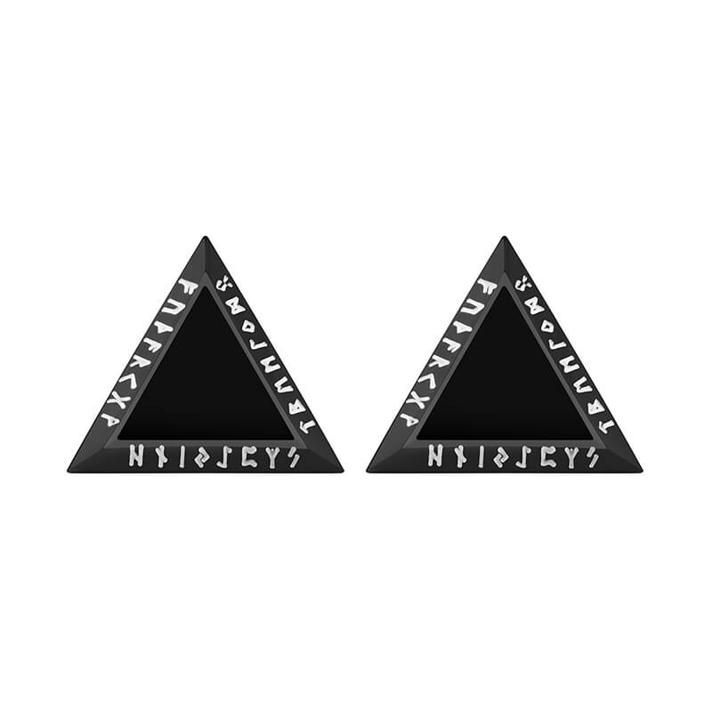 Triangular Viking Rune Stainless Steel Stud Earrings