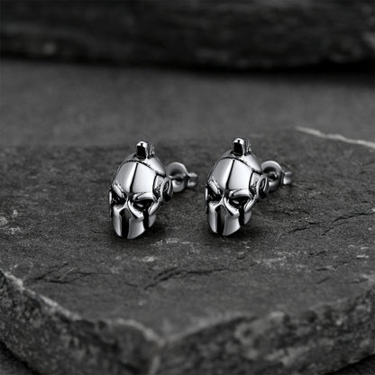 Ancient Greek Spartan Helmet Stud Earrings for