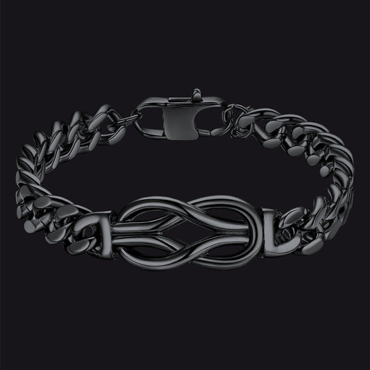 Infinity Love Knot Cuban Link Chain Bracelet for