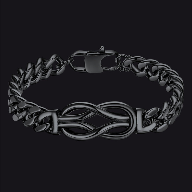 Infinity Love Knot Cuban Link Chain Bracelet for