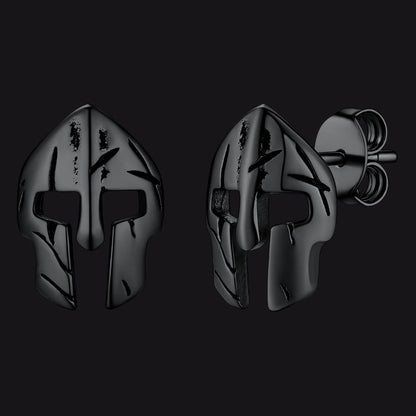 Flash Spartan Helmet Mask Stud Earrings for