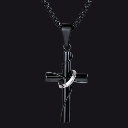Christian Halo Ring Cross Necklace Pendant for
