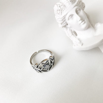Enchanted Pentagram Crystal Ring 925 Sterling