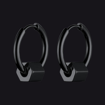 Flash Punk Hexagon Piercing Hoop Earrings for
