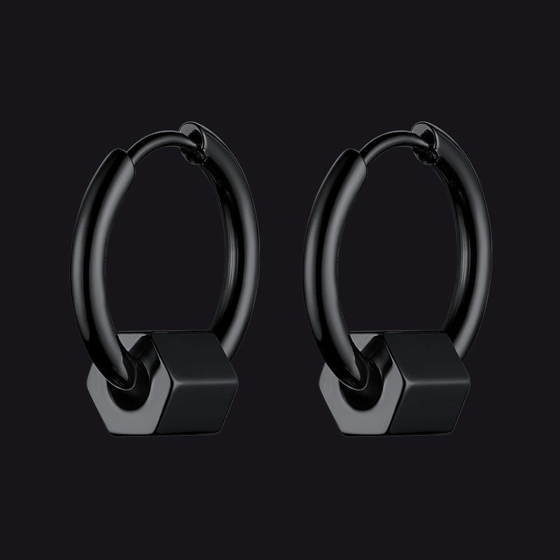 Flash Punk Hexagon Piercing Hoop Earrings for