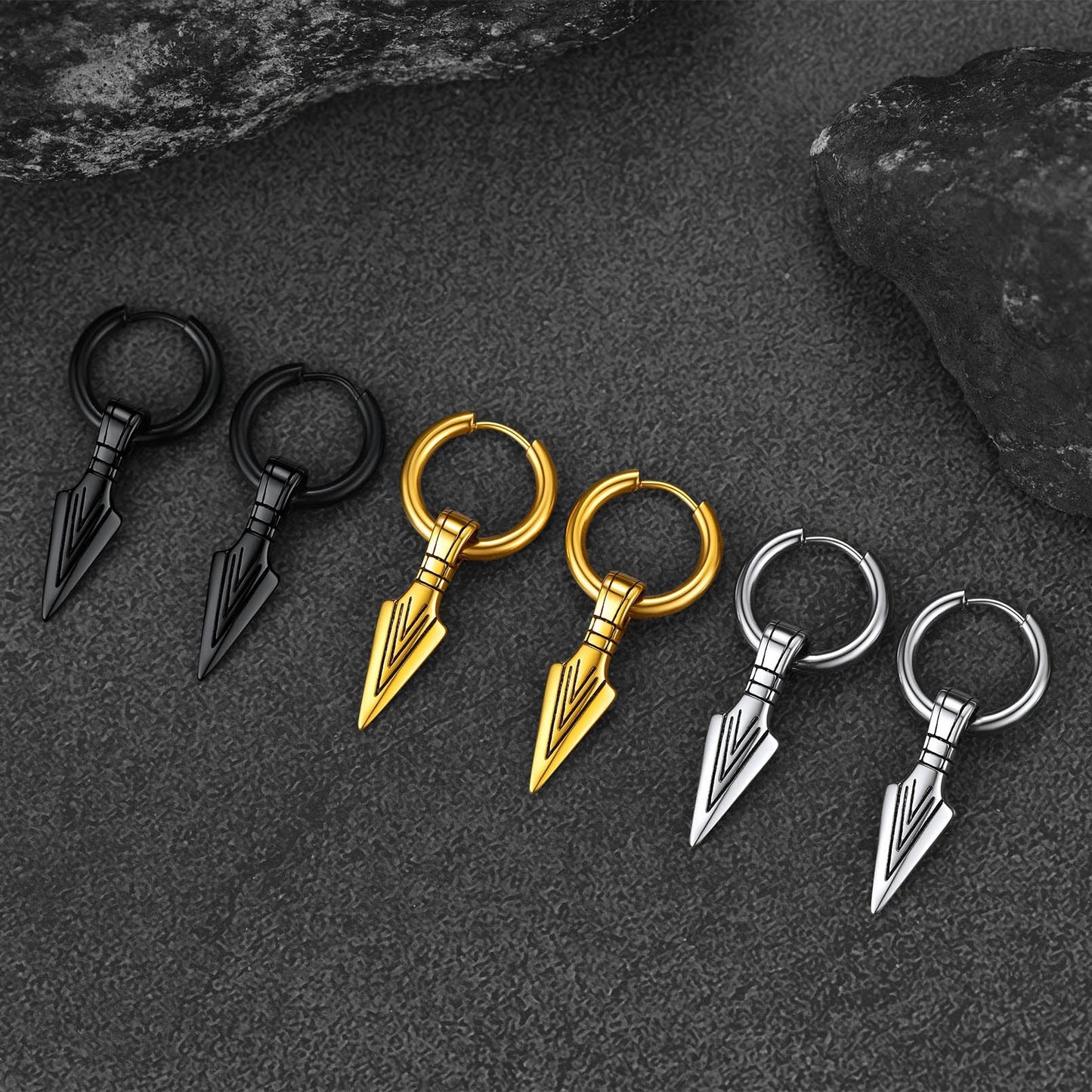 Viking Earrings for ��� Arrowhead Spear Gungnir Drop Hoop Earrings