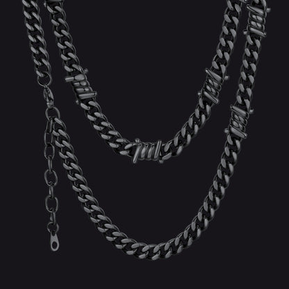 Barbed Wire Cuban Link Chain Choker Necklace for