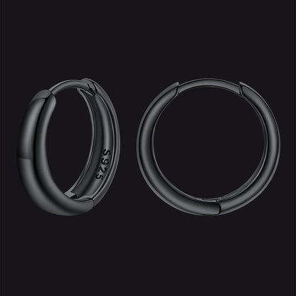 Simple Sterling Silver Thick Huggie Hoop Earrings for