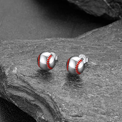 Sterling Silver Baseball Stud Earrings for