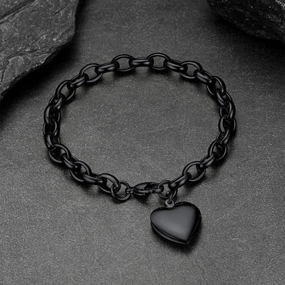 Personalized Heart Picture Locket Bracelet for Girlfriend