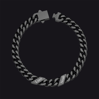 Custom Engraved Name Cuban Chain Bracelet for 7/9/12mm Width
