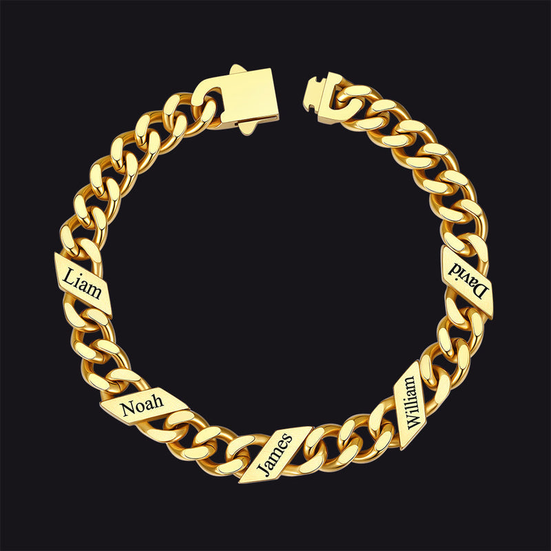 Custom Engraved Name Cuban Chain Bracelet for 7/9/12mm Width