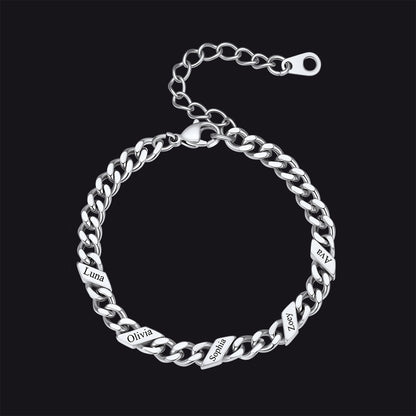 Custom Engraved Name Cuban Link Chain Bracelet for