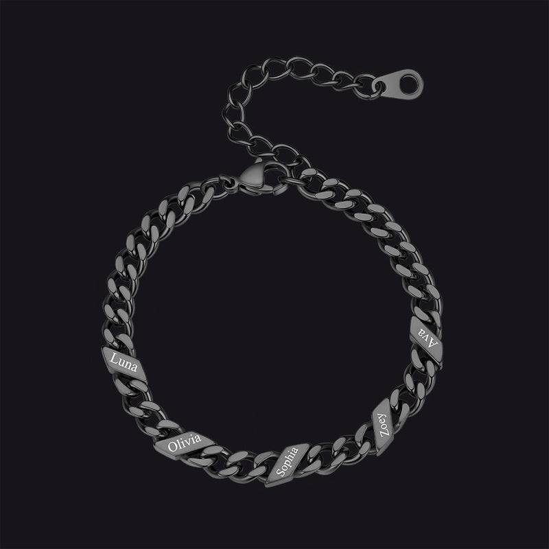 Custom Engraved Name Cuban Link Chain Bracelet for