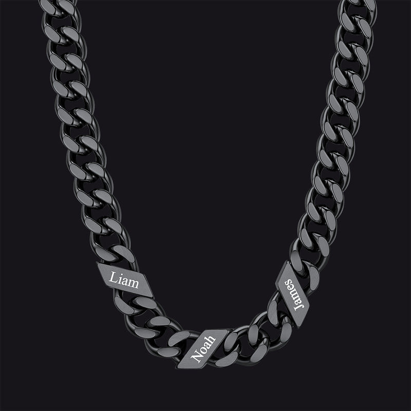 Customized Engraved Name Cuban Link Chain Necklace for , 7/9/12mm Width
