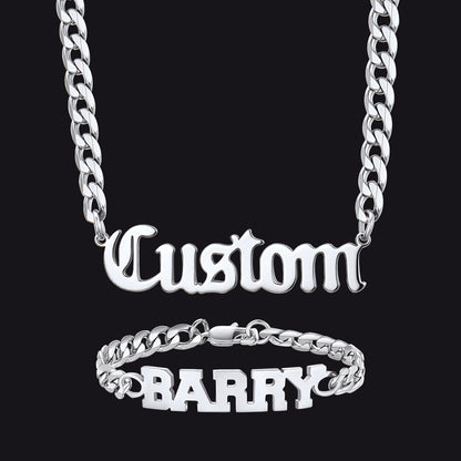 6mm Custom Nameplate Chain & Bracelet Set for