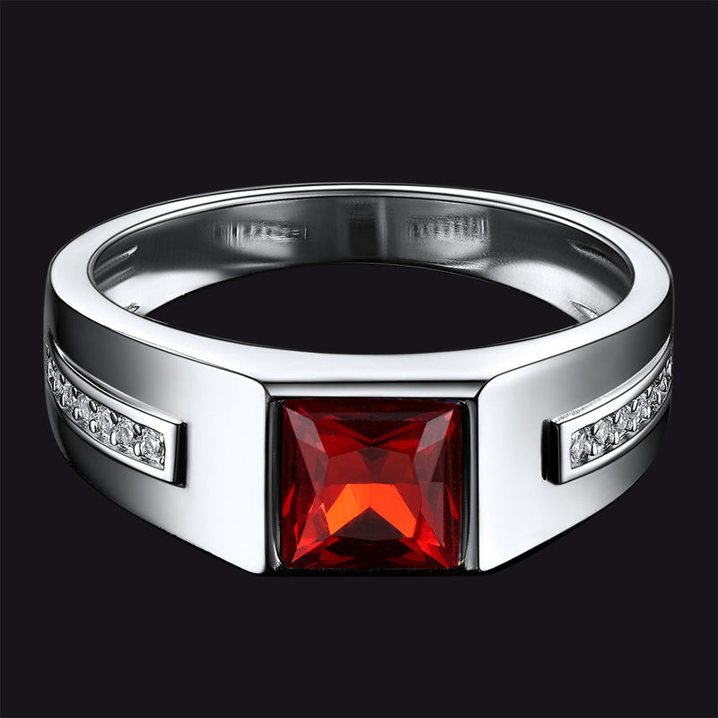 Sterling Silver Birthstone Wedding Band Ring for