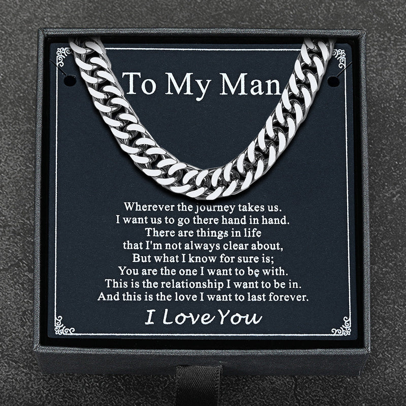 Miami Cuban Link Chain Necklace With Gift Crad for Him