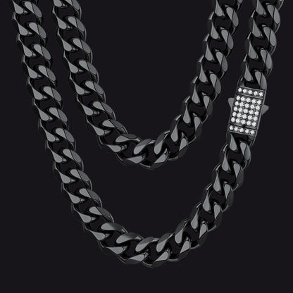 Cz Clasp Cuban Chain Necklace for , Hip Hop Jewelry 6/9/12mm Width