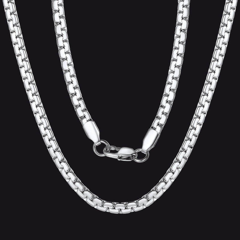 Flat Box Link Chain Stainless Steel Necklace for