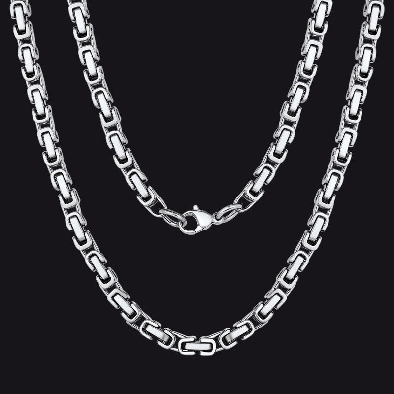 Stainless Steel Byzantine Chain Necklace for