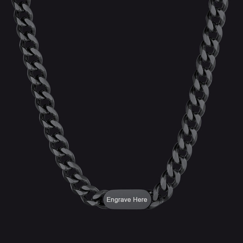 7mm Engraved Name Cuban Chain Choker Necklace for