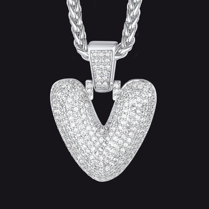 Diamond Bubble Letter Initial Necklace for
