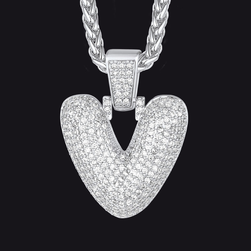 Diamond Bubble Letter Initial Necklace for
