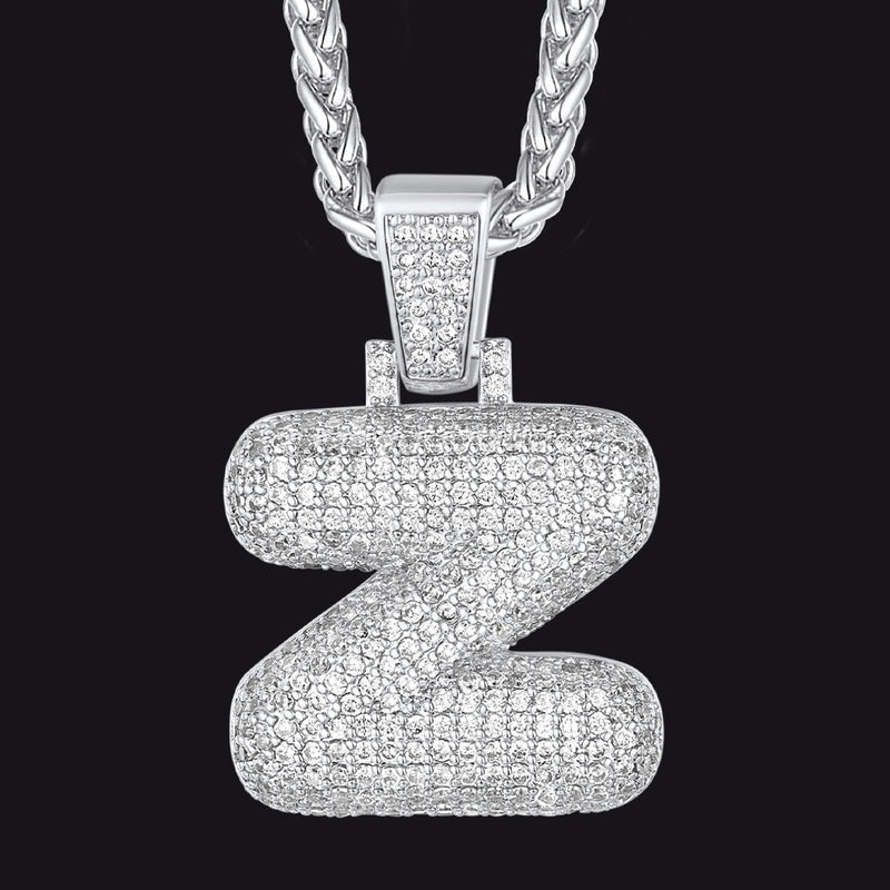 Diamond Bubble Letter Initial Necklace for