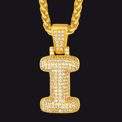 Diamond Bubble Letter Initial Necklace for