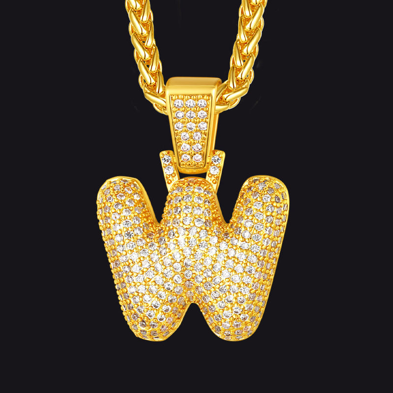 Diamond Bubble Letter Initial Necklace for