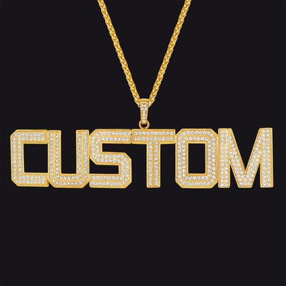Custom Name Letter Pendant Necklace With Cz Stones for