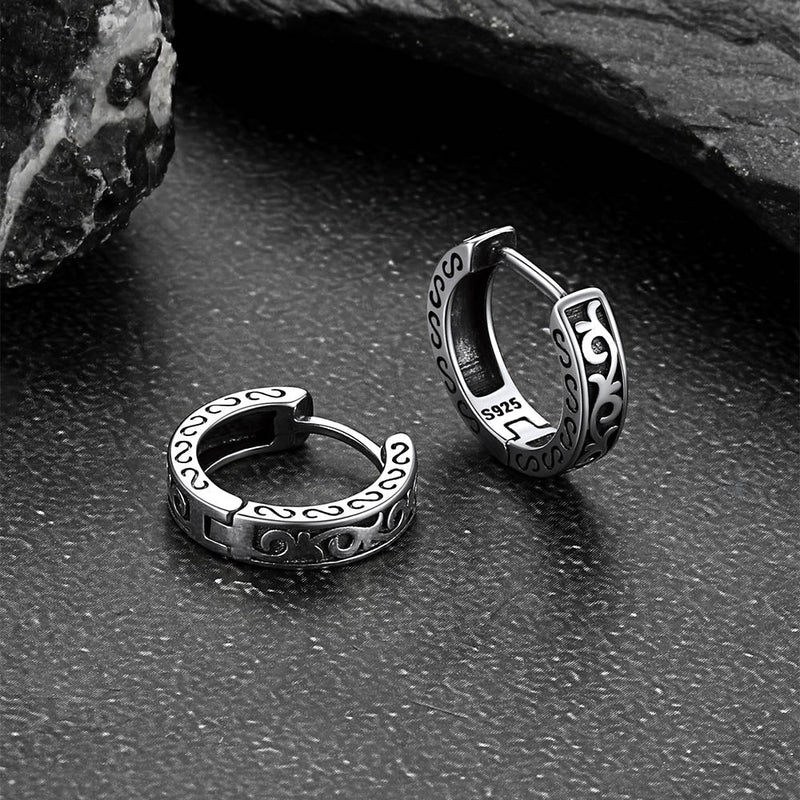 Sterling Silver Vine Celtic Huggie Hoop Earrings for