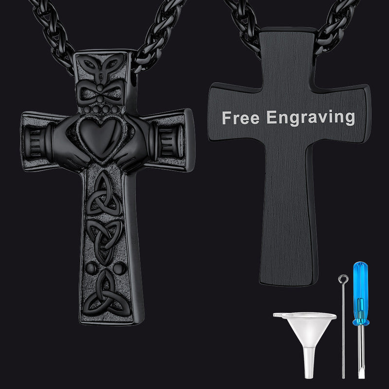 Custom Celtic Cross Urn Cremation Pendant Necklace for Ashes
