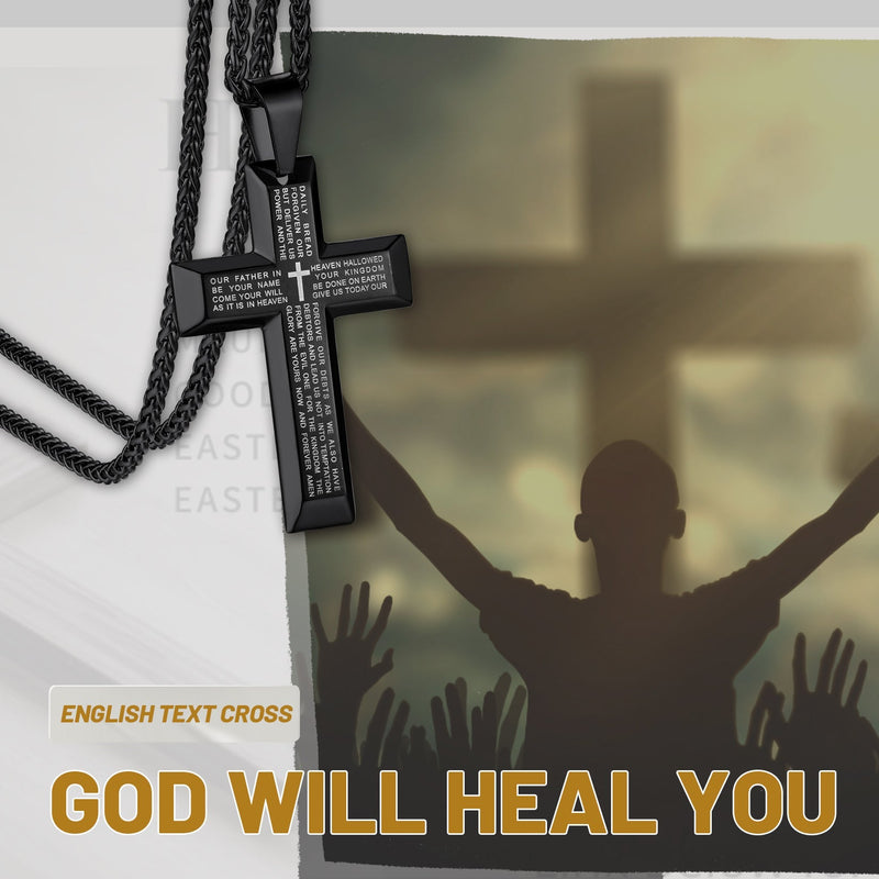 Christian Lord's Prayer Cross Necklace for