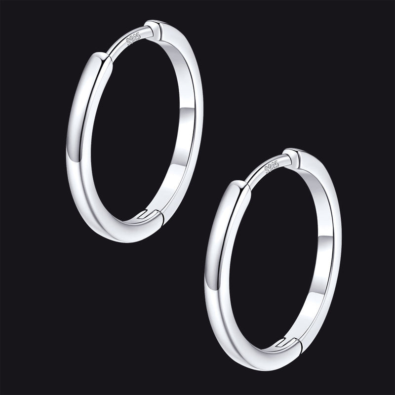 Classic Sterling Silver Huggie Hoop Earrings for
