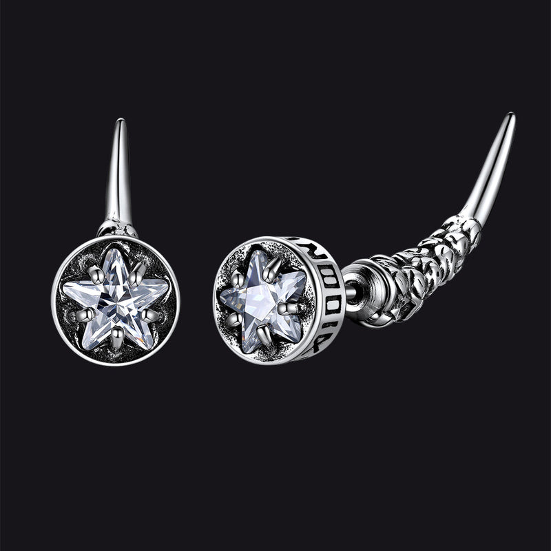 Viking Rune Fang Stud Earrings for ��� Nordic Star Cz Earrings