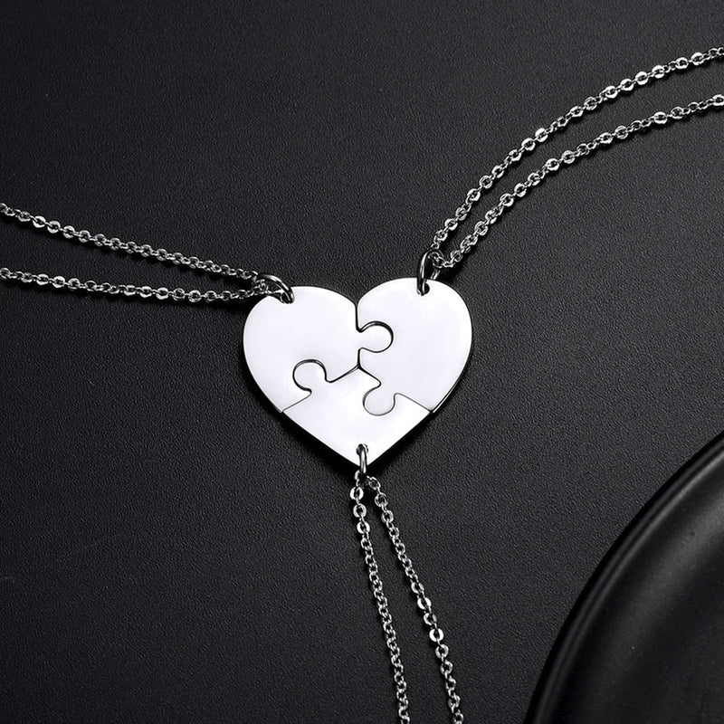 Personalized Heart Puzzle Matching Necklaces for Couples Mom Daughter Bff