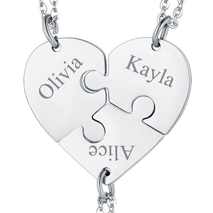 Personalized Heart Puzzle Matching Necklaces for Couples Mom Daughter Bff