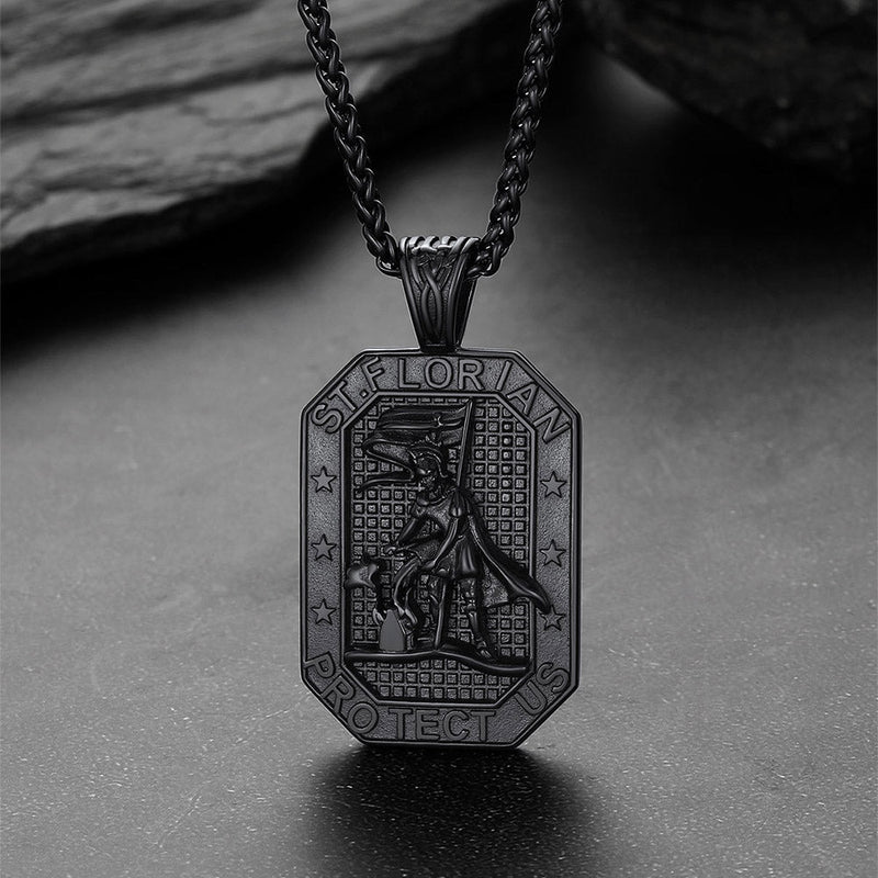 Custom Saint Florian Firefighter Dog Tag Necklace