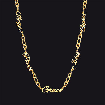 Customized Name Necklace With 3mm Width Figaro Chain , Father's Day Gifts