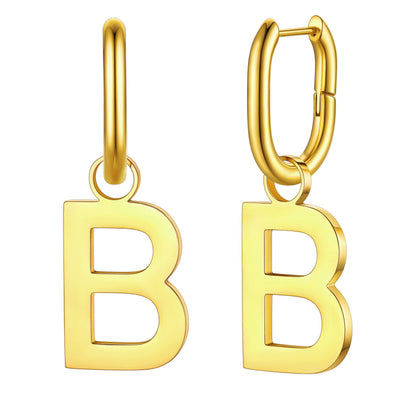 Hypoallergenic Initial Letter Dangle Earrings for