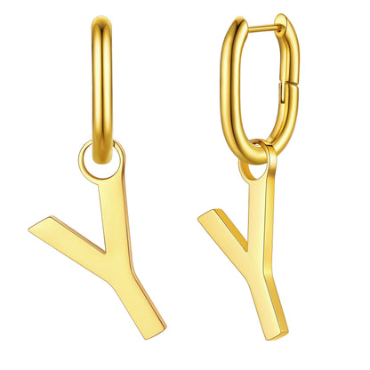 Hypoallergenic Initial Letter Dangle Earrings for