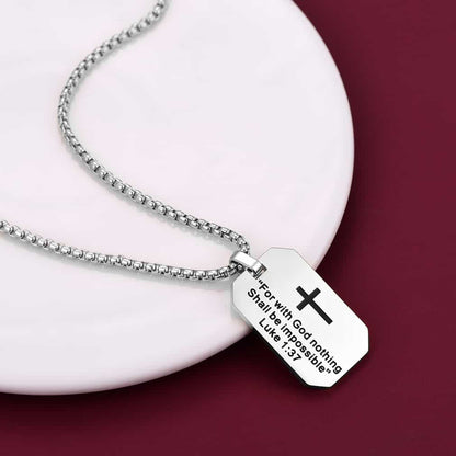 Christian Luke 1:37 Dog Tag Necklace for /