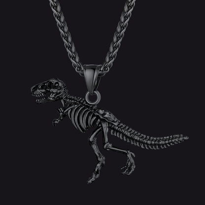 Punk Dinosaur Skeleton Necklace for in Stainless Steel