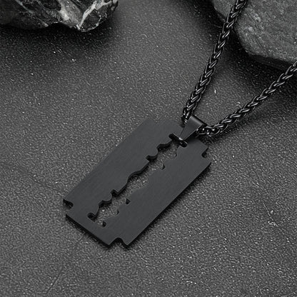 Cuban Chain & Eboy Razor Blade Necklace Set for