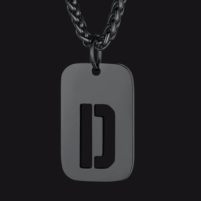 Personalized Hollow Letter Initial Dog Tag Pendant Necklace for