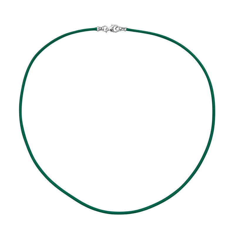 Sterling Silver 1.8mm Fine Emerald Green Leather Cord Necklace