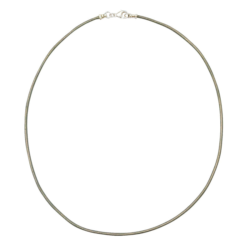 Sterling Silver 1.8mm Fine Metallic Gray Leather Cord Necklace