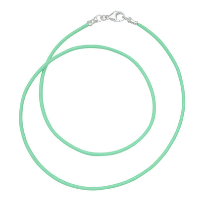 Sterling Silver 1.8mm Fine Mint Green Leather Cord Necklace